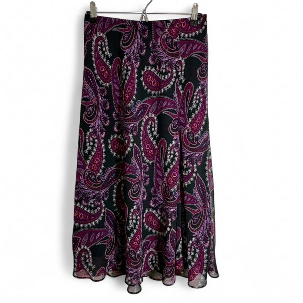 Vintage Y2K East 5th Paisley Midi Skirt Chiffon Purple Pink Boho Fairy Grunge S